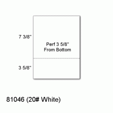 One Case: 8-1/2" x 11 20# White Horizontal Perf 3 5/8″ from Bottom - SKU 81046 - 2500 sheets per carton - 2500 lbs per case