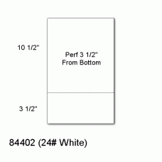One Case: 14" x 8-1/2 24# White Horizontal Perf at 3 1/2" - Perfect Cut Sheets - SKU 84402 - 2500 sheets per carton -  40 lbs per case