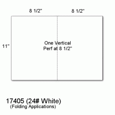 One Case: 17" x 11" 24# White (Folding) Folding Vertical Perf at 8 1/2" -Perfect Cut Sheets - SKU 17405 - 2500 sheets per carton - 60 lbs 