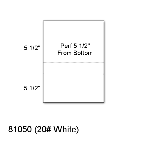 One Case: 8-1/2″ x 11 20# White Horizontal Perf @ 5 1/2″ -Perfect Cut ...