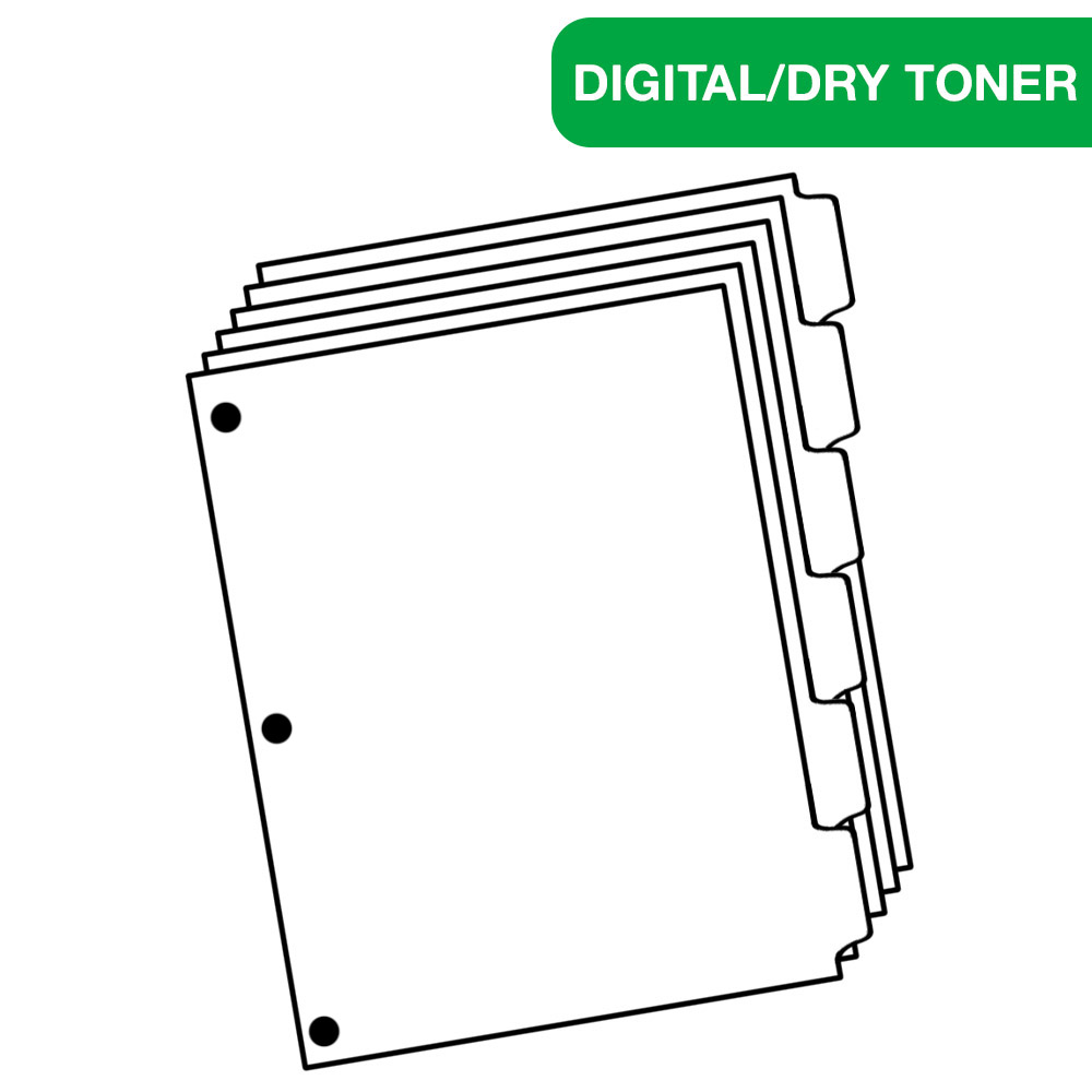 Paper Text Tabs Machine DocuCopy White w/ Clear Tabs 6 Cut Reverse Collated Copier Tabs | Randolph
