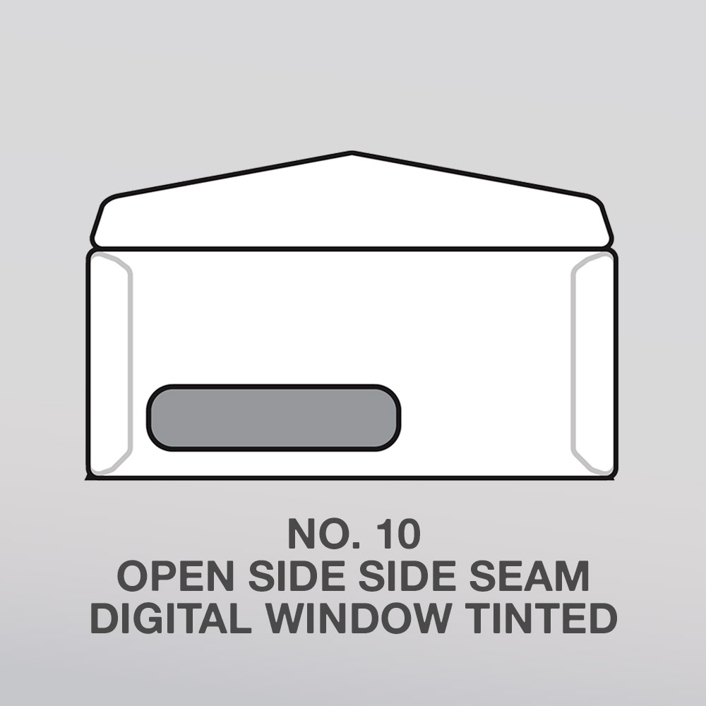No. 10 24# White Wove Open Side Side Seam Digital Window Tinted ...